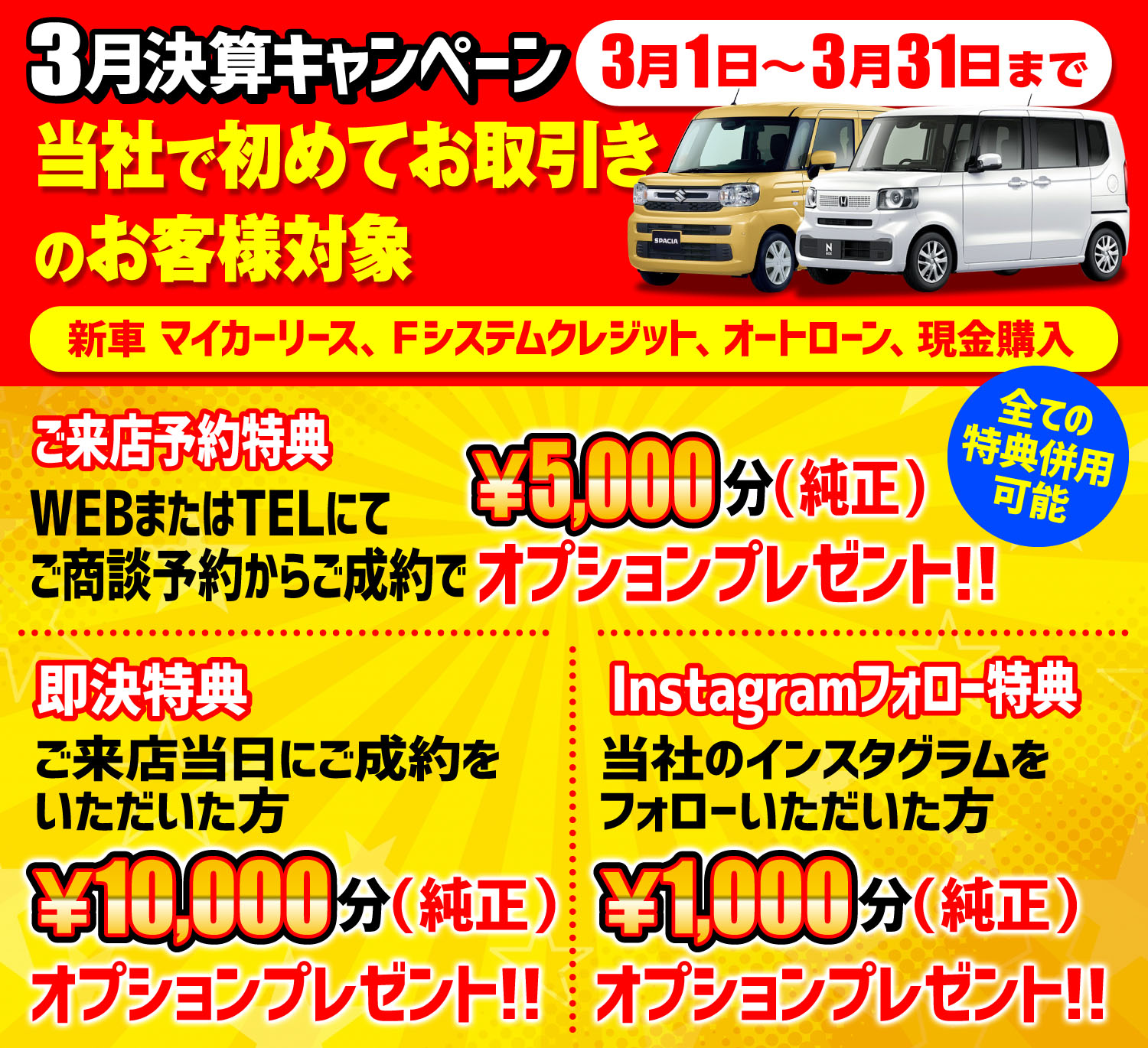 3月決算キャンペーン当社で初めてお取引きのお客様対象オプションプレゼントキャンペーン
